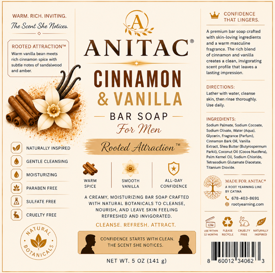 ANITAC Cinnamon & Vanilla Bar Soap for Men